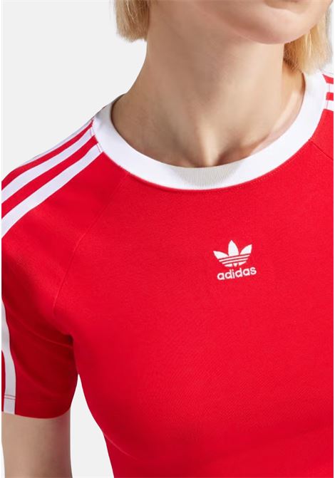 Red crop women's t-shirt with embroidered white trifoil logo ADIDAS ORIGINALS | IP0665.